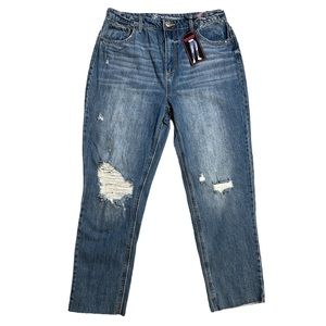 No Boundaries Super High-Rise Jeans Women Size 13 Slim Straight Distressed NEW
